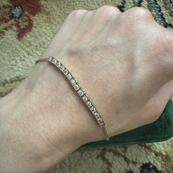 Gold plated silver adjustable crystal bracelet - Picture 2 of 4